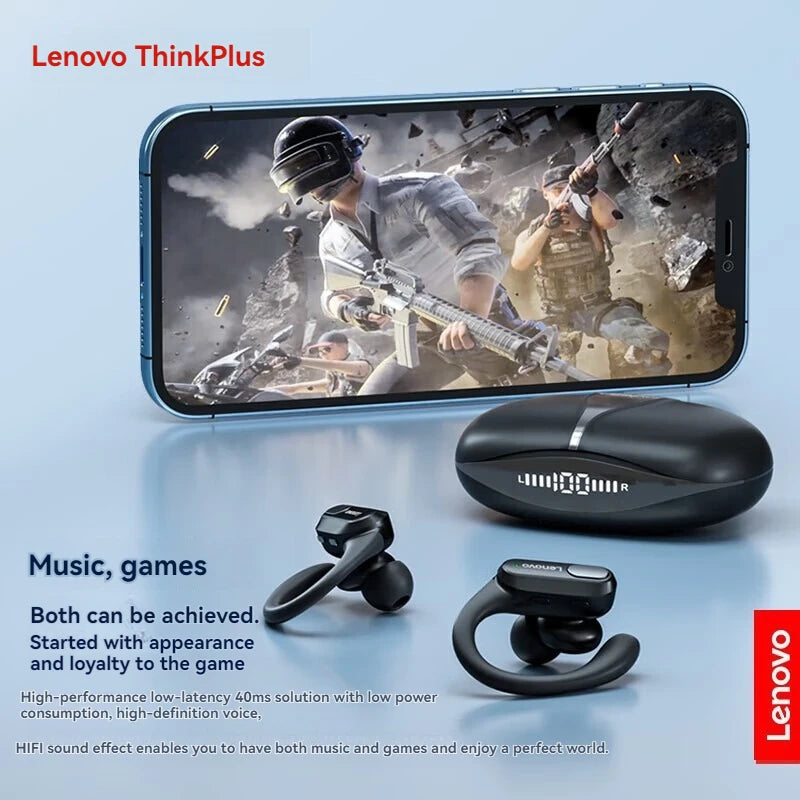 Lenovo Thinkplus Xt80 True Wireless Bluetooth Digital Display Tws Earphones, Ear-Hook Style, Sports In-Ear, Low Latency