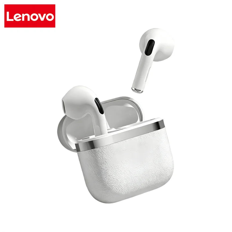 Lenovo Leather Texture Earphones In-Ear Headphones Bluetooth Compact Design Long Battery Life Universal Compatibility Portable