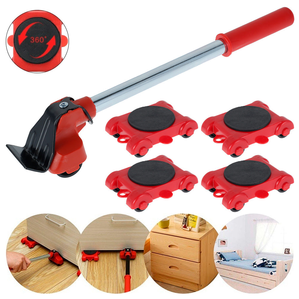 Furniture Mover Set Portable Furniture Mover Tool Labor-Saving Transport Lifter Heavy Stuffs Moving Wheel Roller Bar Hand Tools