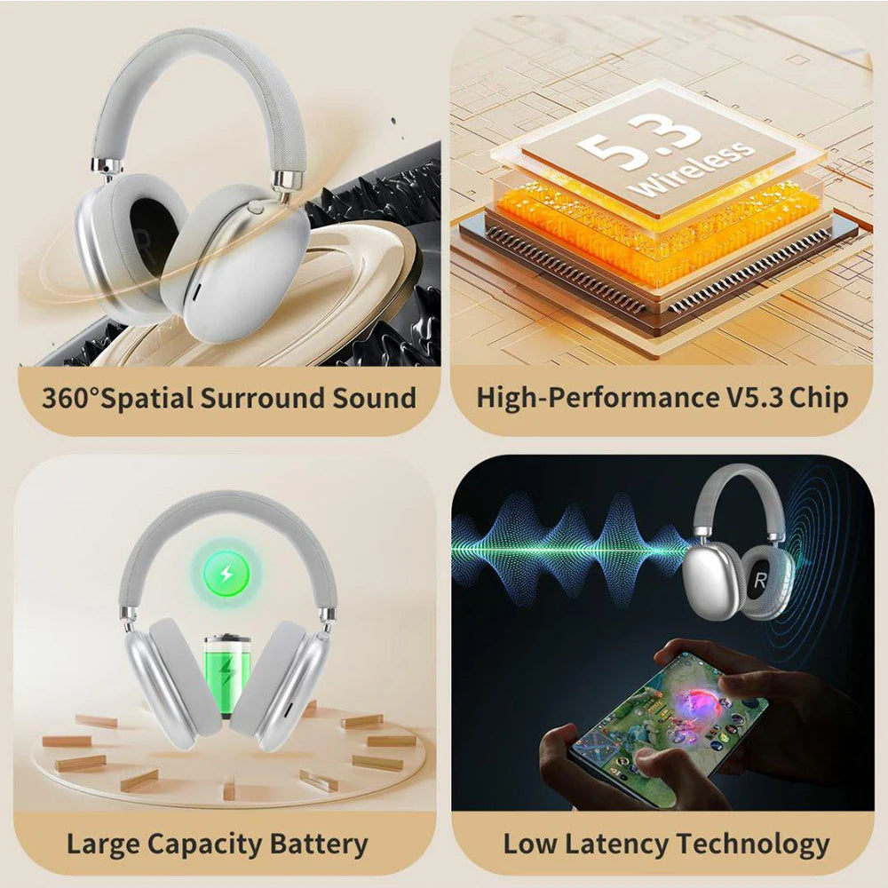 Wireless Bluetooth Headset Outdoor Sports Gaming Wireless Headphones with Mic Noise Cancelling Earbuds Bluetooth Earphones P9