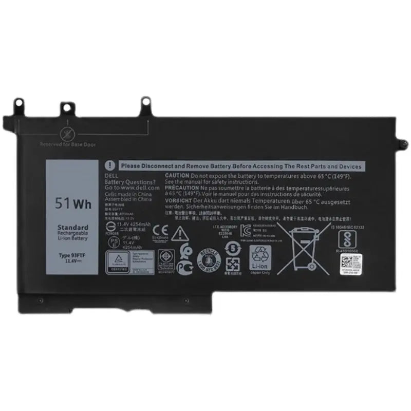 51Wh 93FTF Replacement Laptop Battery for Dell Latitude 5280 5480 5290 5580 5490 5590 E5480 P60F P72G 083XPC 4YFVG Bateria 11.4V
