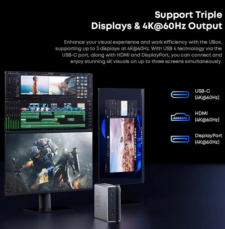 CHUWI UBox AMD R5-6600H Mini PC 6 Cores 12 Threads DDR5 16GB 512GB SSD 4.5GHz Max Frequency WiFi 6＆1G LAN Desktop Computer