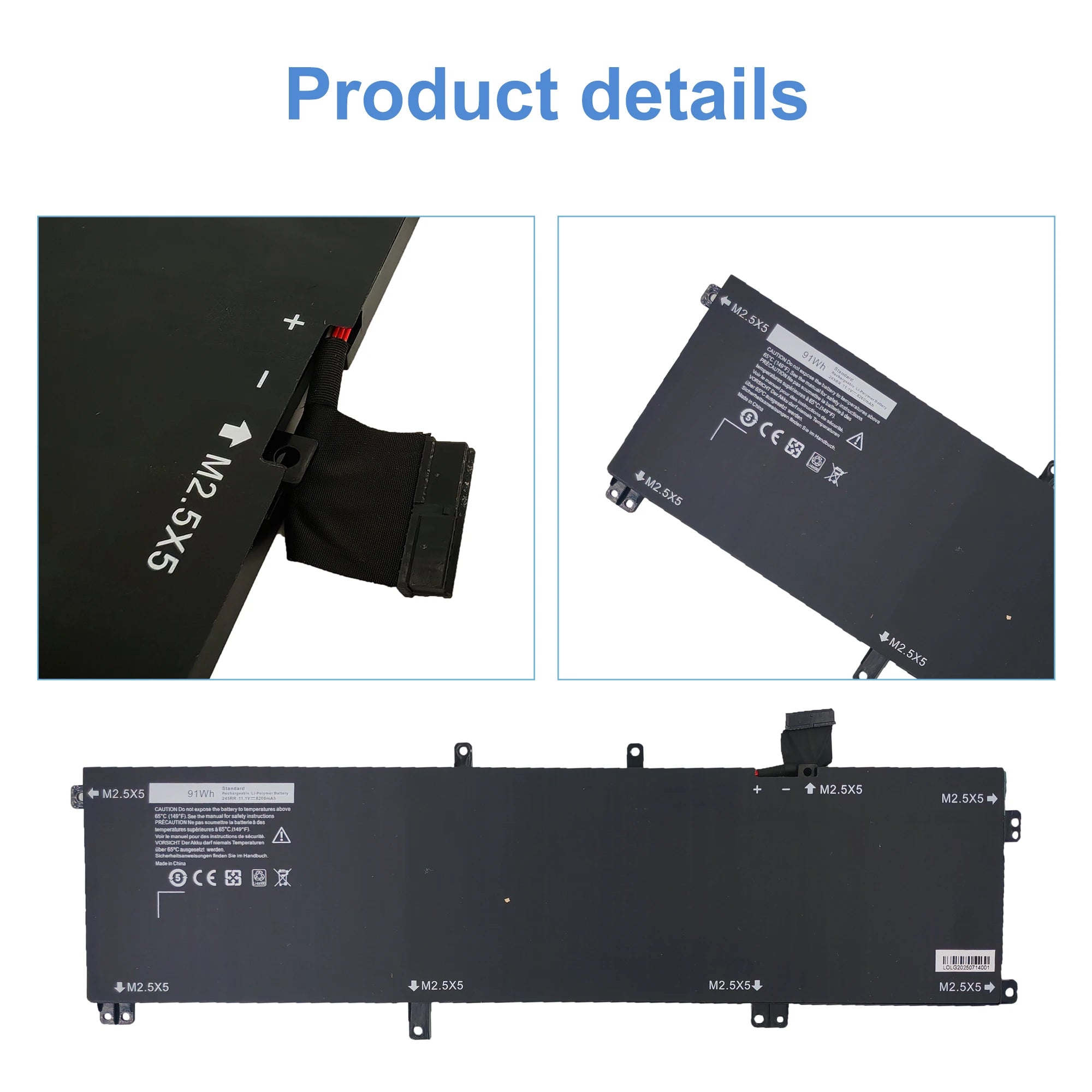 11.1V 91WH 245RR Laptop Battery for DELL XPS 15 9530 9535 Series For DELL Precision M3800 TOTRM H76MV 7D1WJ