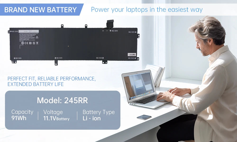 11.1V 91WH 245RR Laptop Battery for DELL XPS 15 9530 9535 Series For DELL Precision M3800 TOTRM H76MV 7D1WJ