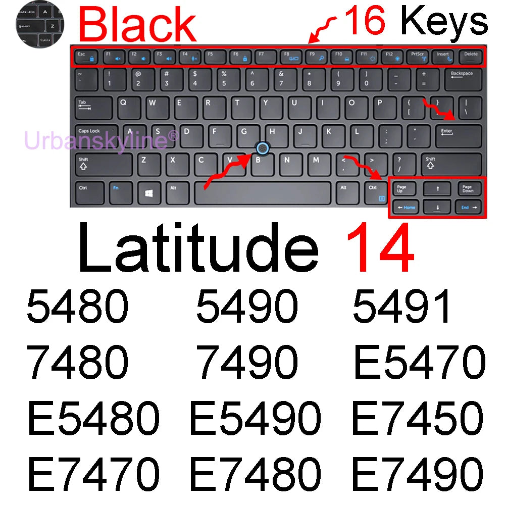Keyboard Cover for Dell Latitude 14 7440 7450 7400 7404 7410 7414 7420 7424 7430 7480 7490 2 in 1 Silicone Protector Skin Case
