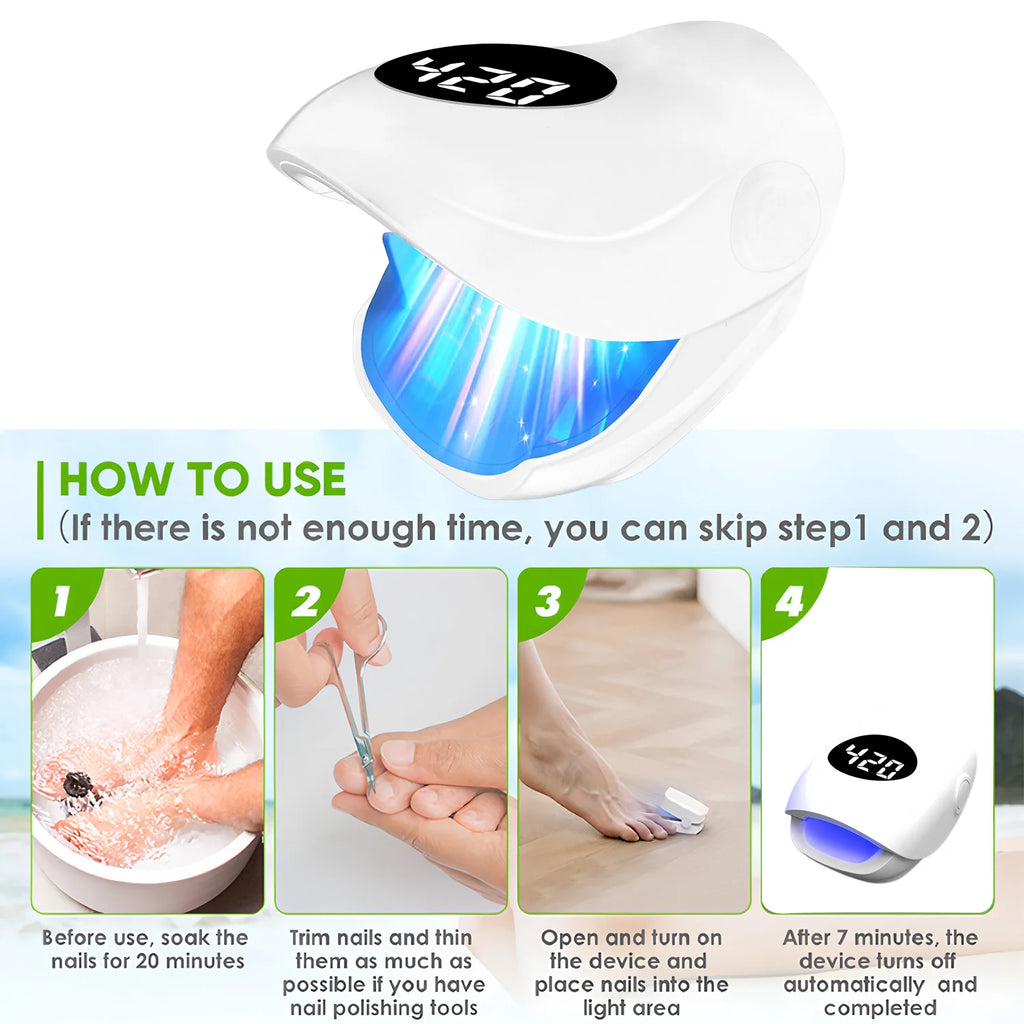 USB Charging Nail Fungus Treatment Device - 940nm Infrared & 500nm Blue Light LED Laser Onychomycosis Nail Care