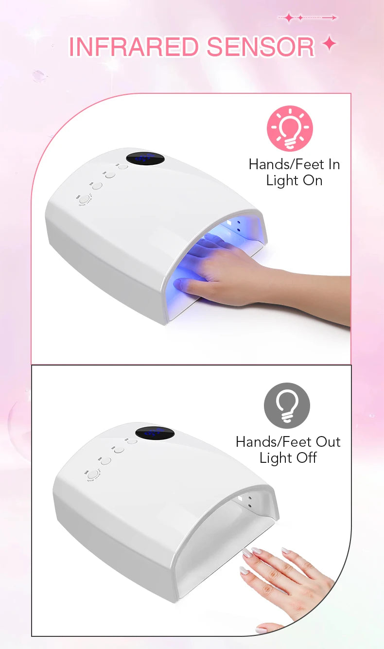 Rechargeable UV LED Nail Lamp 66W Lamp for Manicure with LCD Screen 4 Timer Settings Nail Art Manicure Tools for Home and Salon
