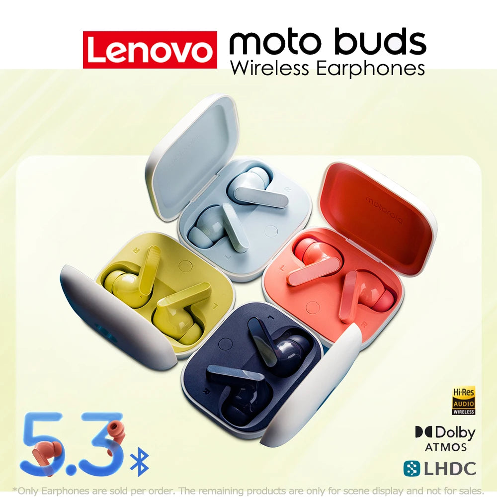 Lenovo moto series Buds Wireless Earphones Bluetooth 5.3 Earbuds Noise Reduction Quick Pairing Dolby Atmos Hi-Res Big Battery