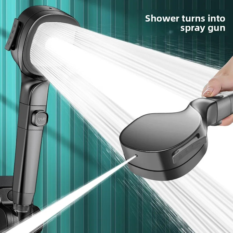 High-Pressure Gun Gray Shower Head with 3 Modes - Energy Saving & Water Saving, Handheld for Bathroom