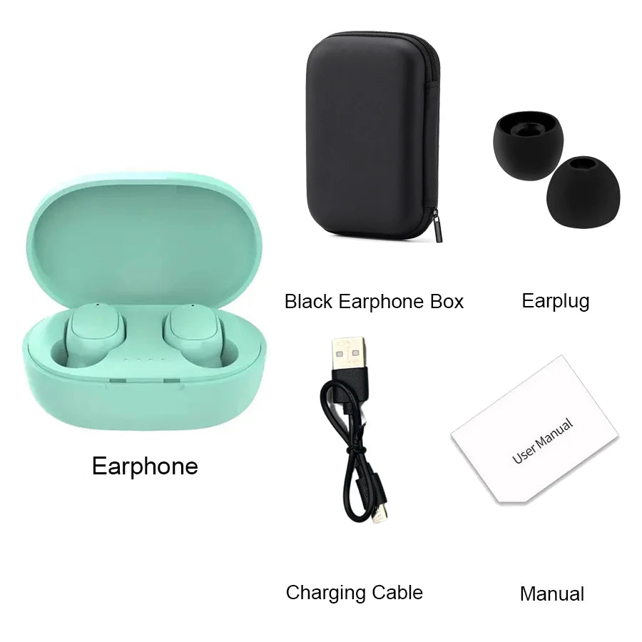 TWS A6S Wireless Bluetooth Headset Earbuds Noice Cancelling Earphone Bluetooth Headphones with Mic for Huawei Xiaomi Redmi