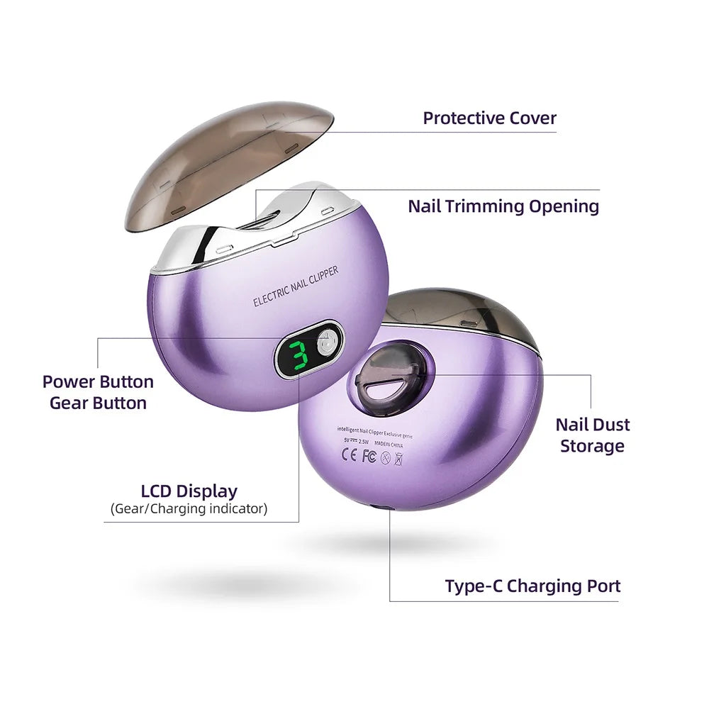 Electric Nail Clipper With UV Light Nail Cutter Low Noise Easy Operation Manicure Nail Grinder AdultS Child Finger Toe Nursing
