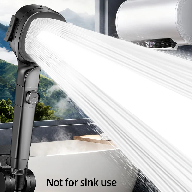 High-Pressure Gun Gray Shower Head with 3 Modes - Energy Saving & Water Saving, Handheld for Bathroom