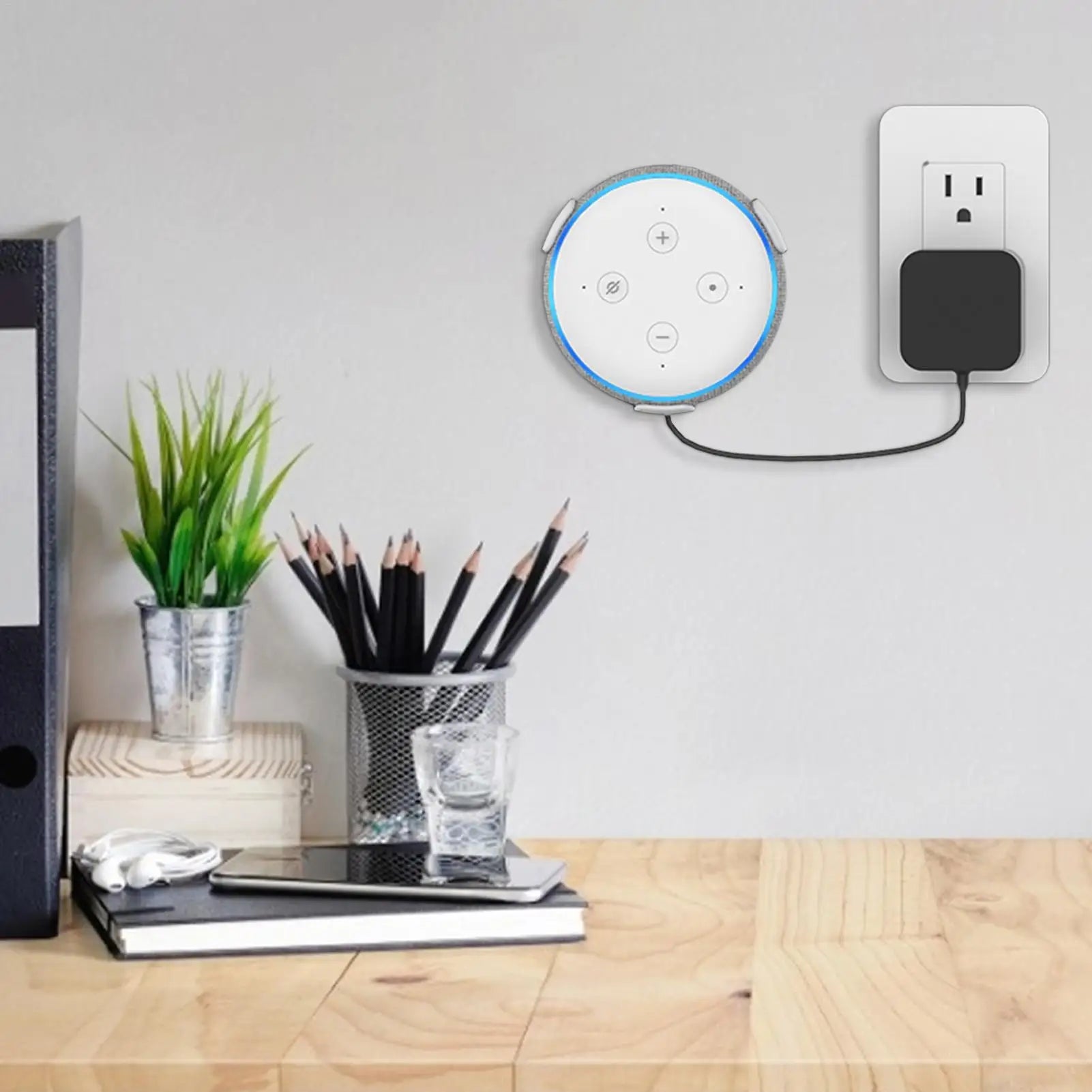 Built In Cable Holder Echo Dot Wall Mount Holder With Smart Speaker Management Space-Saving Accessories For Dot 3rd Gen