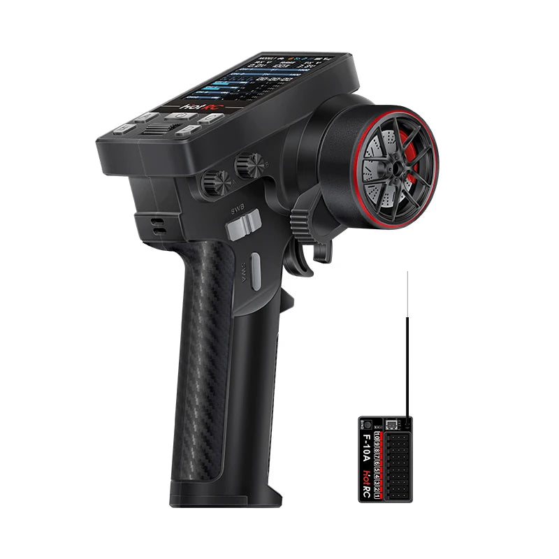 HotRC-Remote Control CT-10B 10-Channels, 2.4GHz Transmitter Controller for Climbing, Drifting Vehicle, RC Cars, Aircraft,