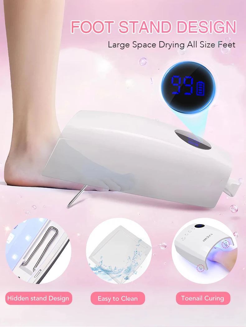 Rechargeable UV LED Nail Lamp 66W Lamp for Manicure with LCD Screen 4 Timer Settings Nail Art Manicure Tools for Home and Salon