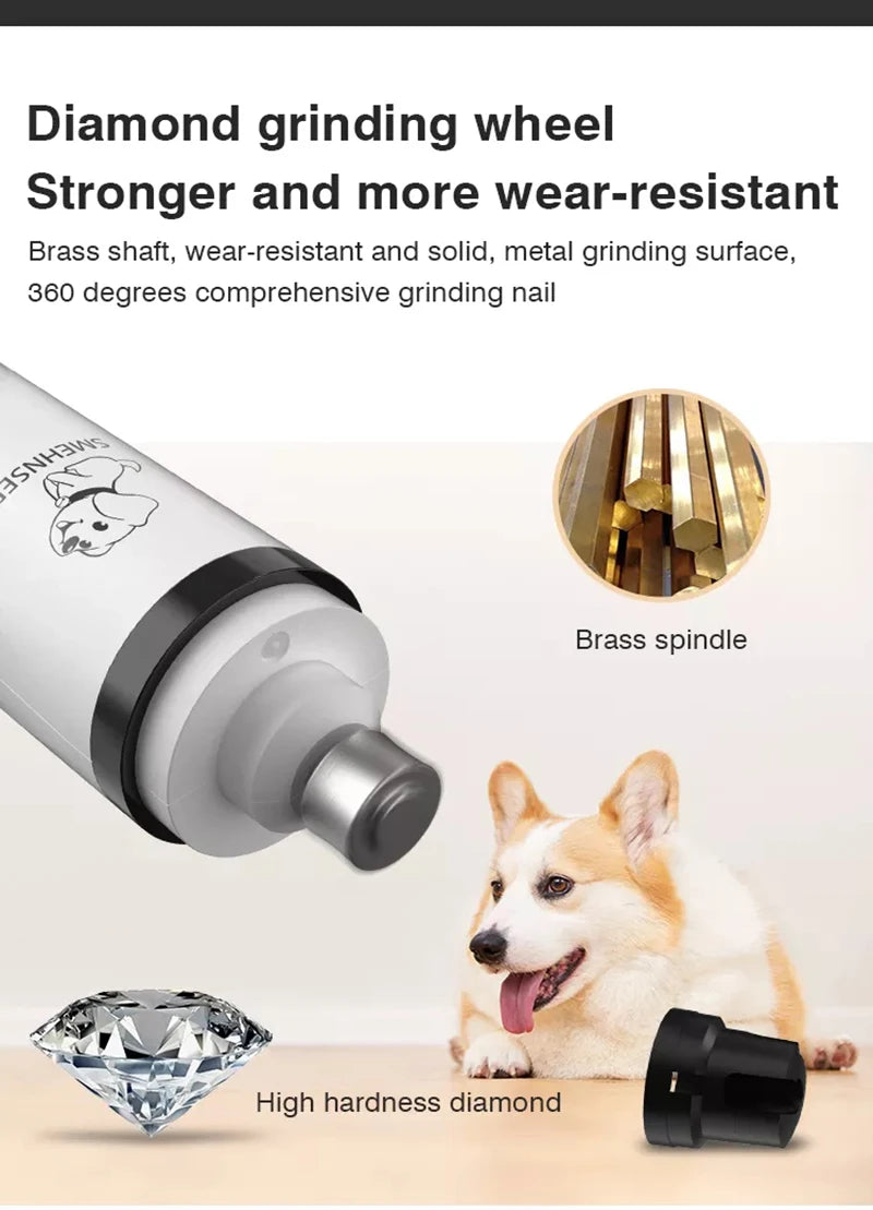 Electric Pet Nail Grinder With LED Light Cat Dogs Nail Clippers USB Rechargeable Paws Nail Cutter Pet Grooming Trimmer Supplies
