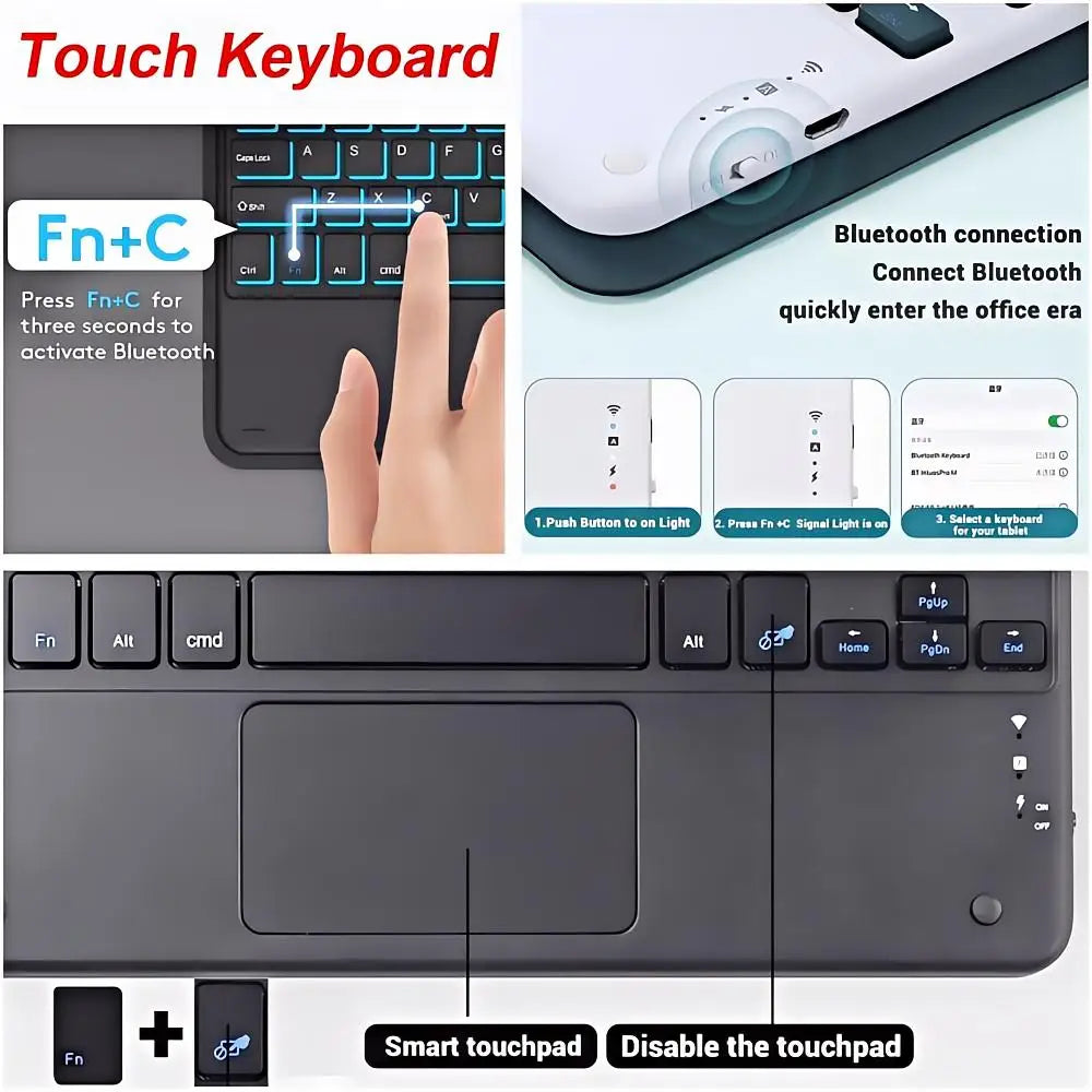 Keyboard Case for iPad (A16) 11th/10th Generation,Detachable Wireless Keyboard,Stand Folio Keyboard Cover with Pencil Holder