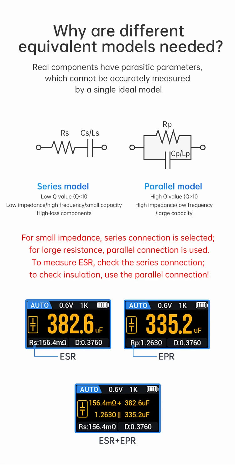 ALIENTEK LT1 Mini Smart Tweezer LCR Tester ERP ESR Tester Digital Resistance Capacitance Inductance Continuity Diode Test Tool