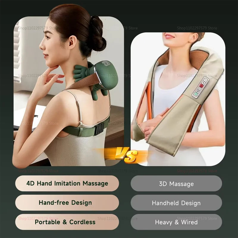 Hot Selling Biomimetic Massager Electric 4D Kneading Massage Simulates Human Hands Relieves Pain and Relaxes Muscles