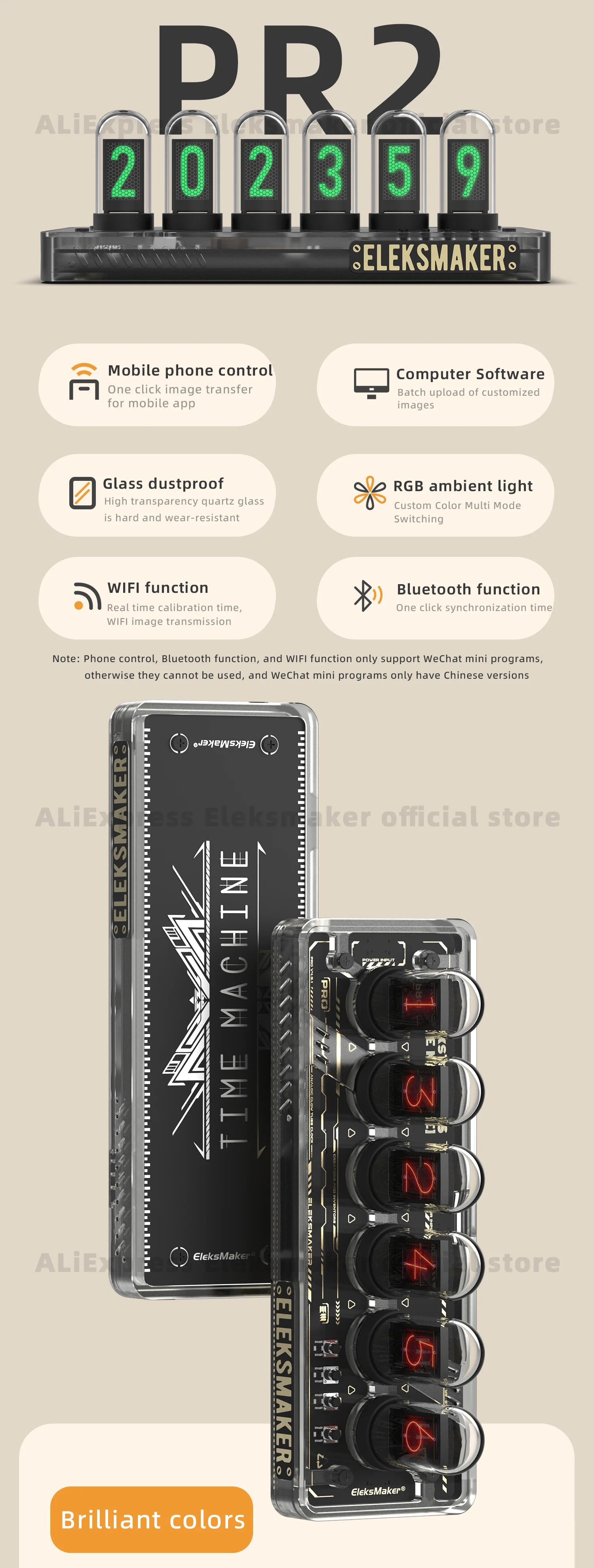 EleksMaker EleksTube IPS PR1 PR2  6-Bit IPS Retro Glows Analog Nixie Tube elekstube clock