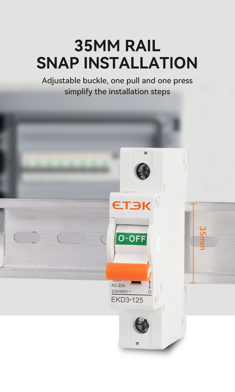 ETEK  Isolater Switch AC 125A Low Voltage 50Hz 1,2,3,4 pole 240/415V High Current Electrical Isolation Switch EKD3