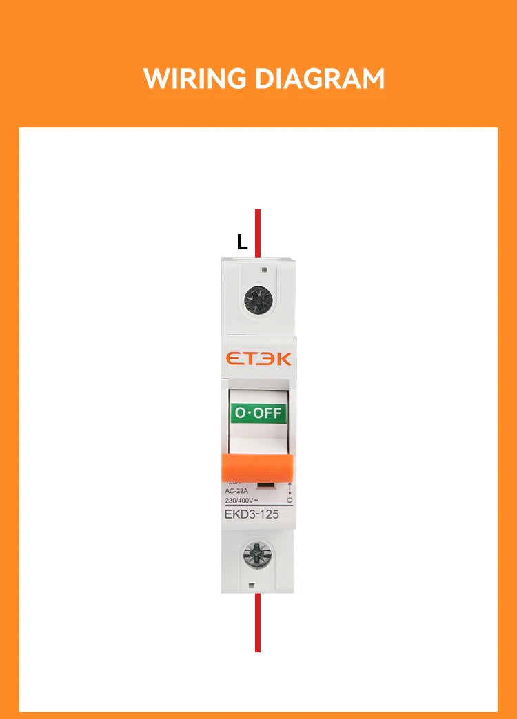 ETEK  Isolater Switch AC 125A Low Voltage 50Hz 1,2,3,4 pole 240/415V High Current Electrical Isolation Switch EKD3