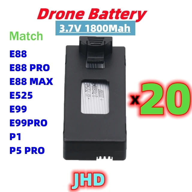 JHD Bateria Drone E88 Pro Mini Drone Battery 3.7V 1800Mah Drone Battery E88 E88PRO Battery Wholesale
