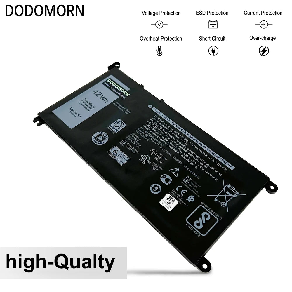DODOMORN New YRDD6 Battery For Dell Vostro 3491 3501 3590 3490 3591 5490 5581 5481 3400 3401 3405 3500 Latitude 3300 3401 3379