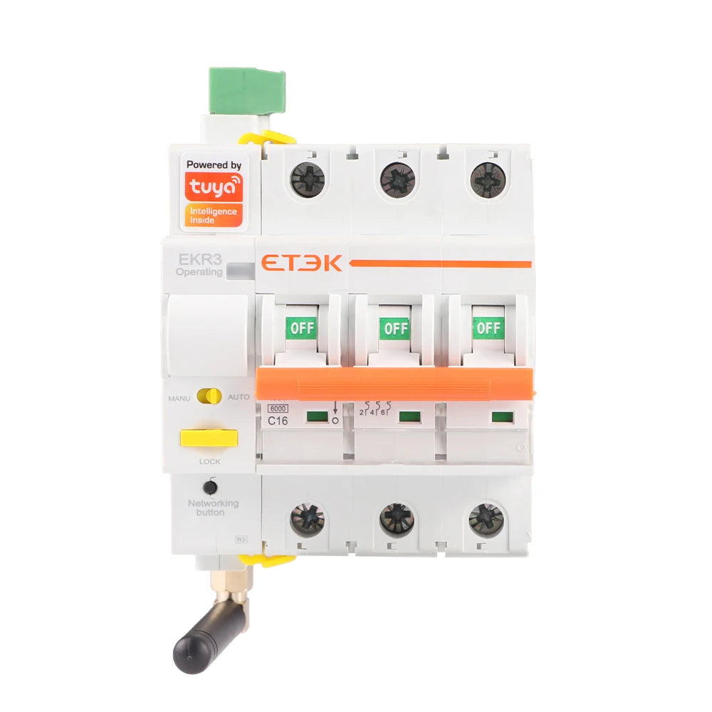 ETEK Tuya WIFI Smart Circuit Breaker MCB Smart Life Remote Control Short Circuit Protection Timed 2P 16A 25A 32A 40A 63A EKR3