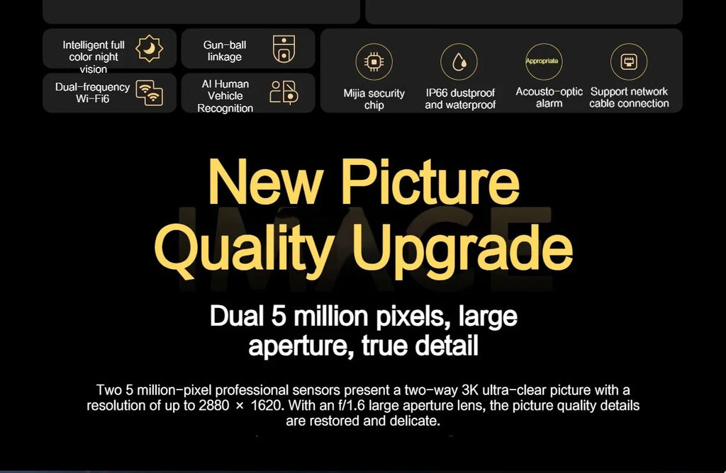 New Xiaomi Outdoor Camera 4 Dual Lens 5MP 3K HD Dual View Monitoring Panoramic Closeup Tracking IP66 Weatherproof AntiTheft CN