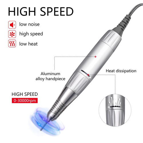 35000RPM DC 3 & 5 PIN Electric Nail Drill Pen Handle File Polish Grind Machine Handpiece Manicure Tool Nail Drill Accessories