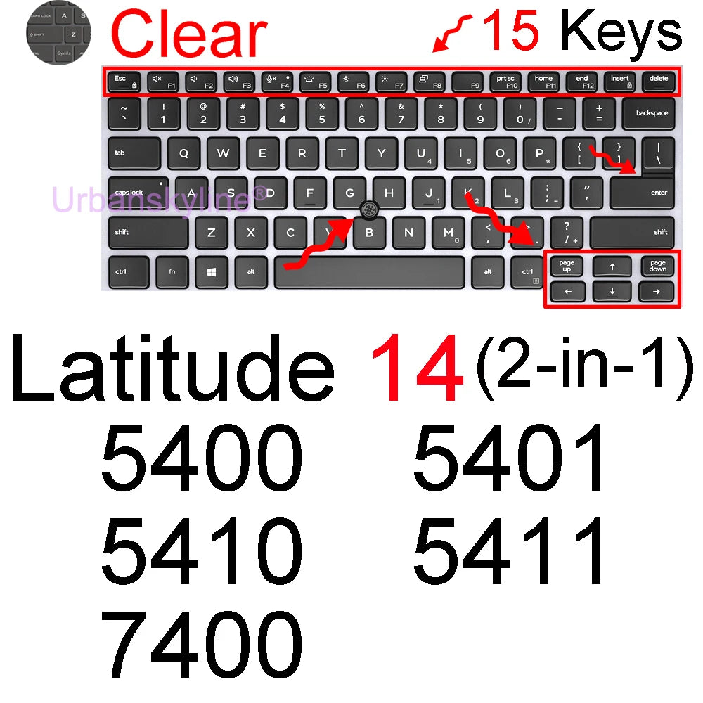 Keyboard Cover for Dell Latitude 14 7440 7450 7400 7404 7410 7414 7420 7424 7430 7480 7490 2 in 1 Silicone Protector Skin Case