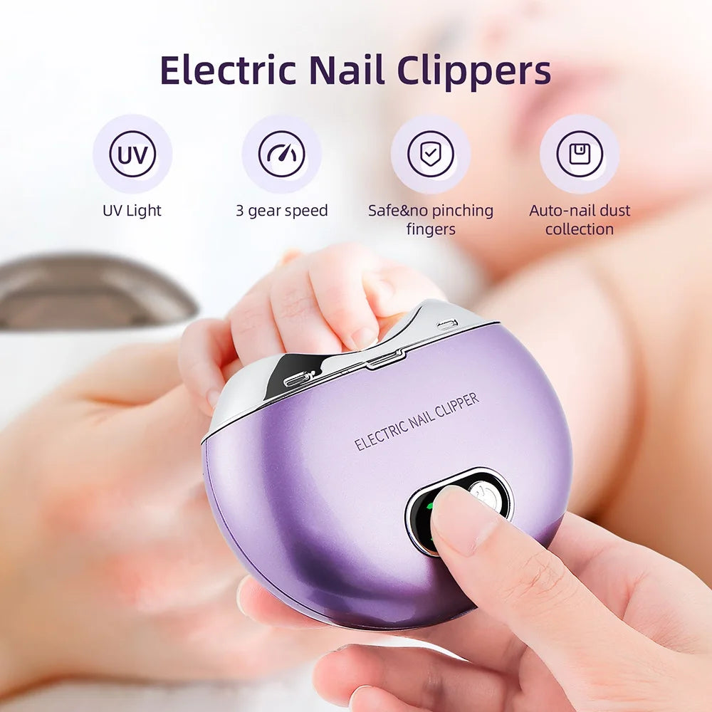Electric Nail Clipper With UV Light Nail Cutter Low Noise Easy Operation Manicure Nail Grinder AdultS Child Finger Toe Nursing