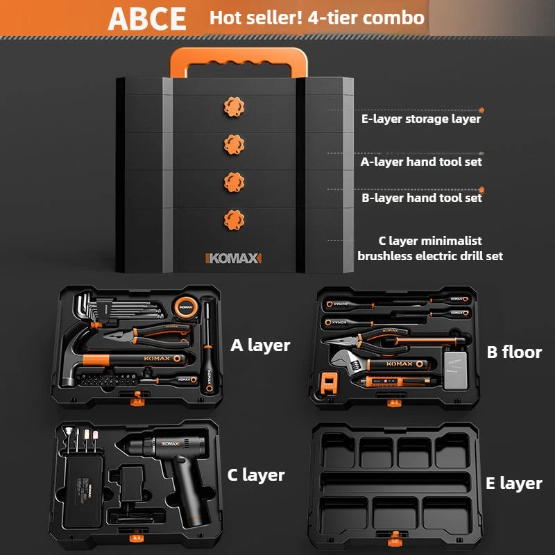 Handworking Powerful Tool Set Hardware DIY Power Toolkit Multi-purpose Electrician Maintenance Tools Case Electric Drill Toolbox