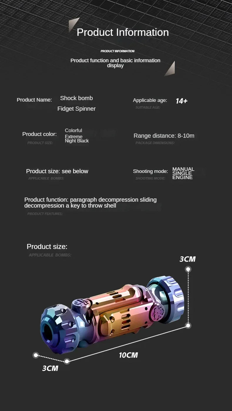 Stun Grenade Fidget Spinner Miniature Pistol Toy Gun with Ejectable Shells Stress Relief Finger Toys for Adults Kids Best Gifts