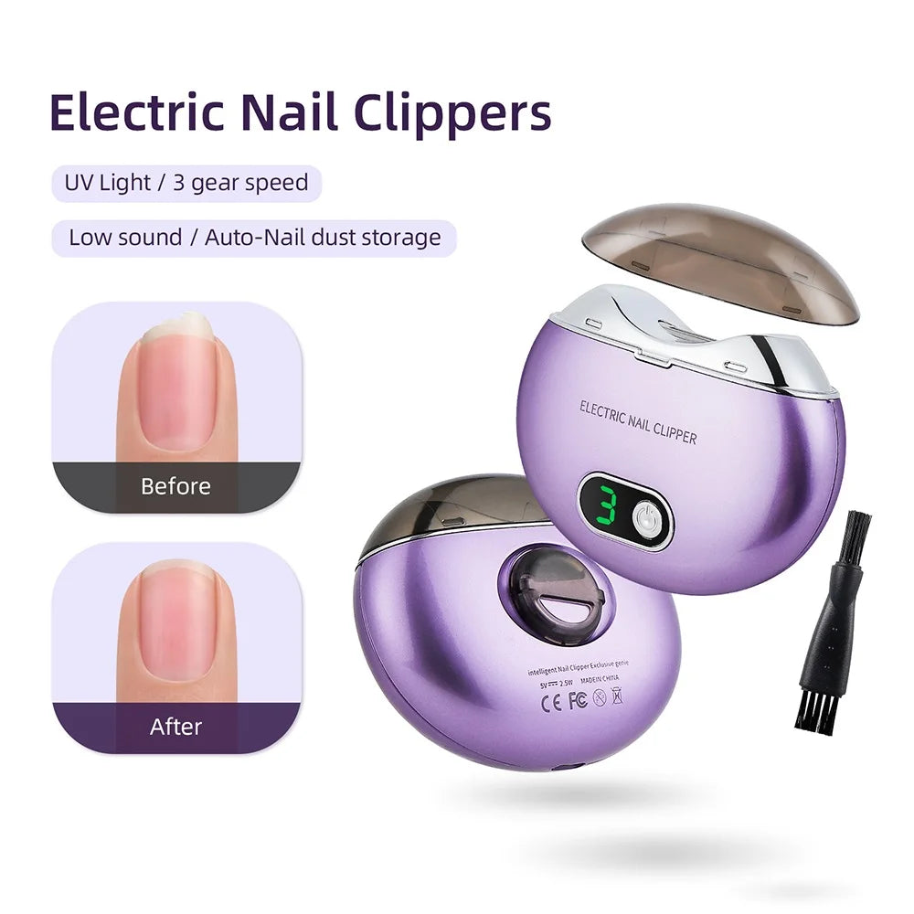Electric Nail Clipper With UV Light Nail Cutter Low Noise Easy Operation Manicure Nail Grinder AdultS Child Finger Toe Nursing