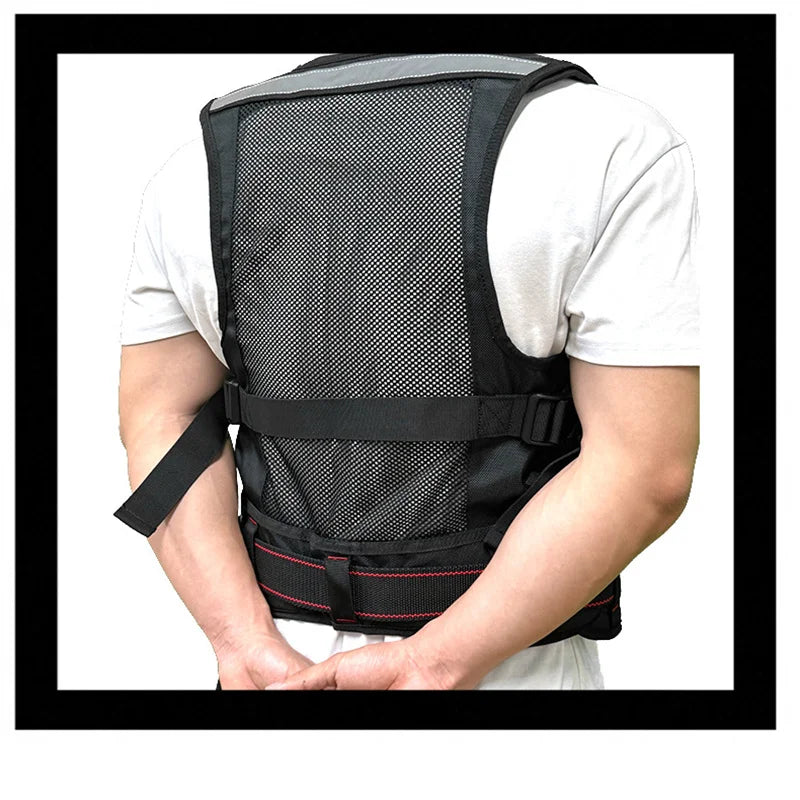 TOOLHUWEI Workwear Tool Vest Safety Work Vest with Multi-pockets Toolkit Pouch Heavy Construction Vest for Electrician Carpenter