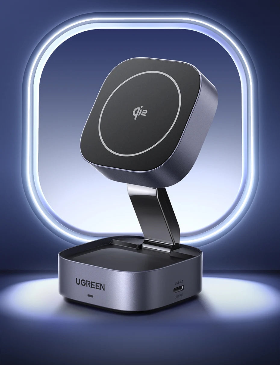 UGREEN Qi2/Qi Magnetic Wireless Charger Stand 15W 2-in-1 Charging Stand For iPhone 16 17 Pro Max/AirPods MagSafe Fast Charger