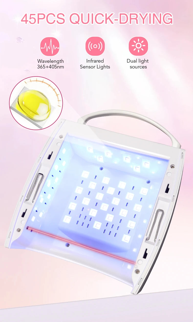 Rechargeable UV LED Nail Lamp 66W Lamp for Manicure with LCD Screen 4 Timer Settings Nail Art Manicure Tools for Home and Salon