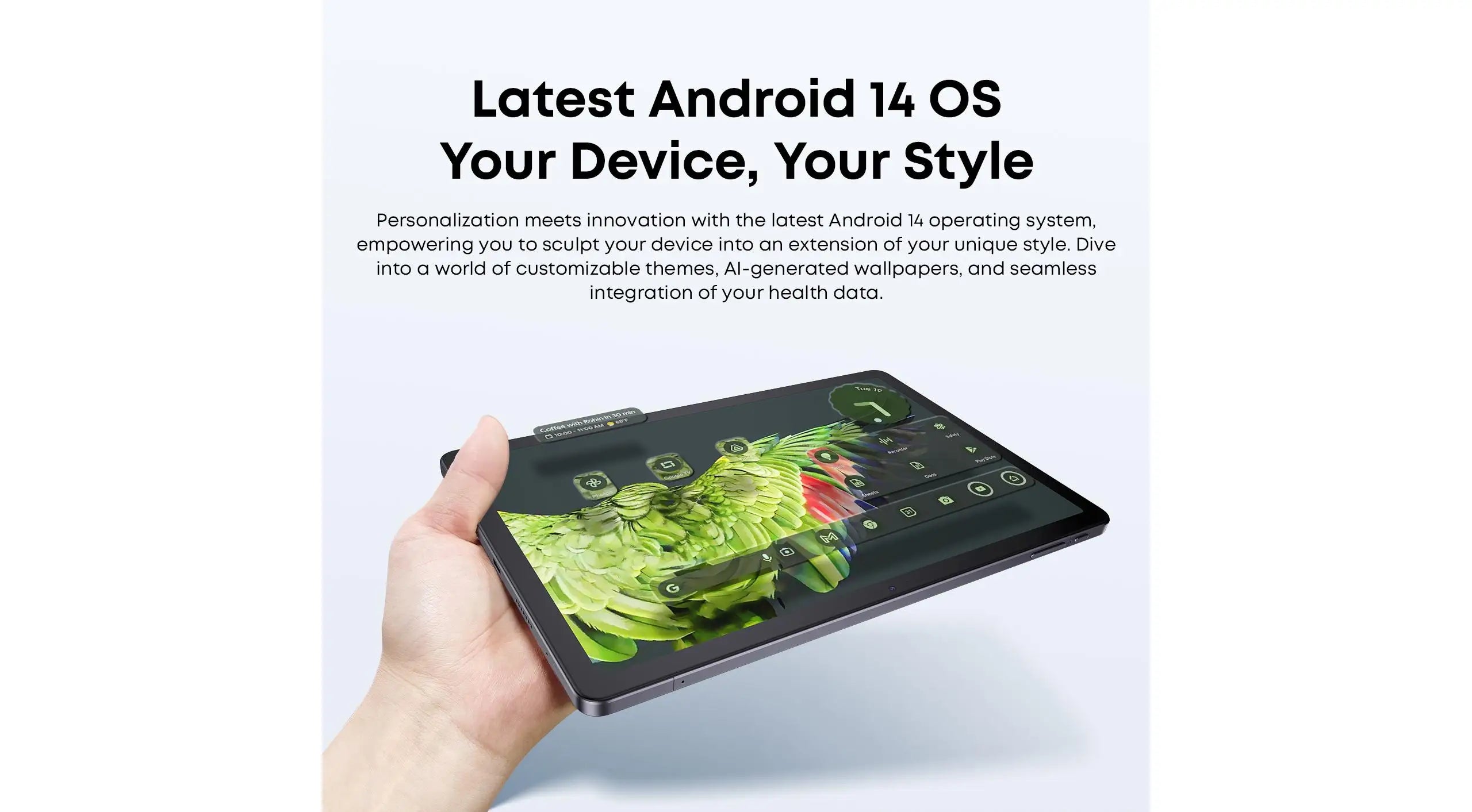 CHUWI Tablet AuPad Android 14 Tablets 10.95" FHD+2K Display Snapdragon 685 8GB RAM 128GB ROM 13MP AF Rear 7000mAh 18W 4G LTE Tab