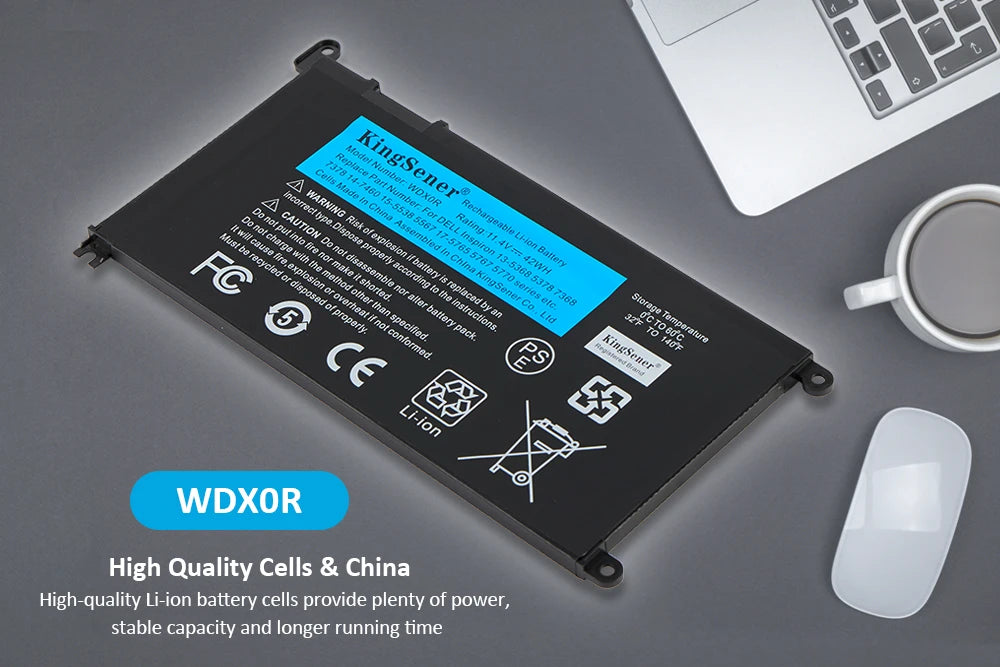 KingSener WDXOR Laptop Battery For DELL Inspiron 14 5368 5567 7560 5767 7472 7460-d1525s 7368 7378 5565 Latitude 3488 3580 WDX0R