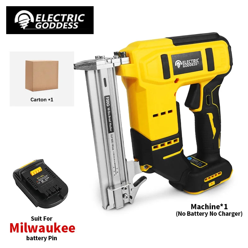 Brushless Electric Nail Gun with Battery Adapter Convert for Dewalt 20v Battery Pin to Milwaukee/Makita 20/18v Battery Pins