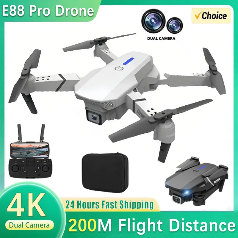 New E88Pro RC Drone 4K Professinal With 1080P Wide Angle Dual HD Camera Foldable RC Helicopter WIFI FPV Height Hold Apron Sell