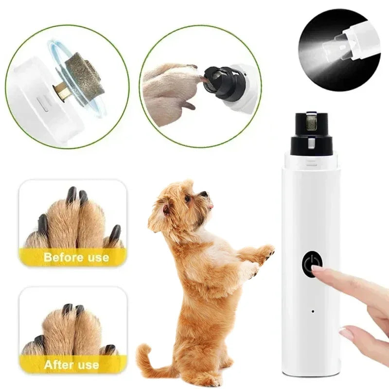 Electric Dog Nail Clippers for Dog Nail Grinders Rechargeable USB Charging LED Light Pet Cat Paws Nail Grooming Supplies