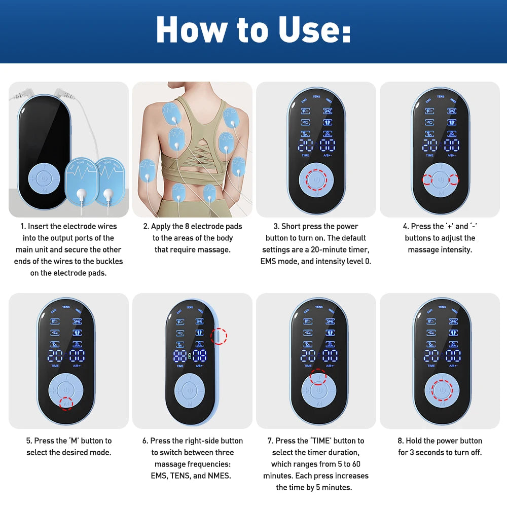 Physiotherapy Tens Muscle Stimulator Electric EMS Acupuncture Body Massage Digital Therapy Slimming Machine Electro Stimulator