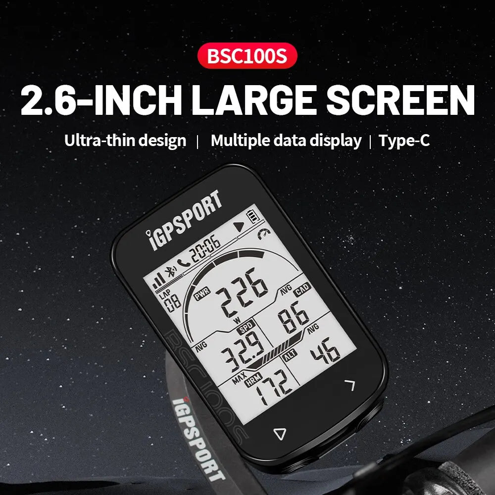 iGPSPORT BSC100S GPS Bike Computer Wireless Cycling Speedometer with Odometer and Stopwatch