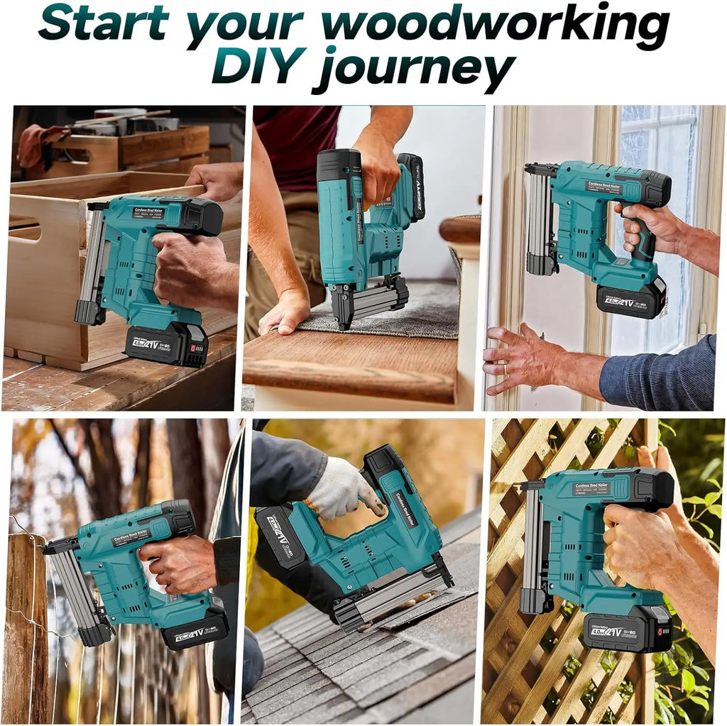 18V Electric Nailer Stapler Gun for 18V Makita Battery Woodworking Cordless Electric Impact Nail Gun DIY Tools (no battery)