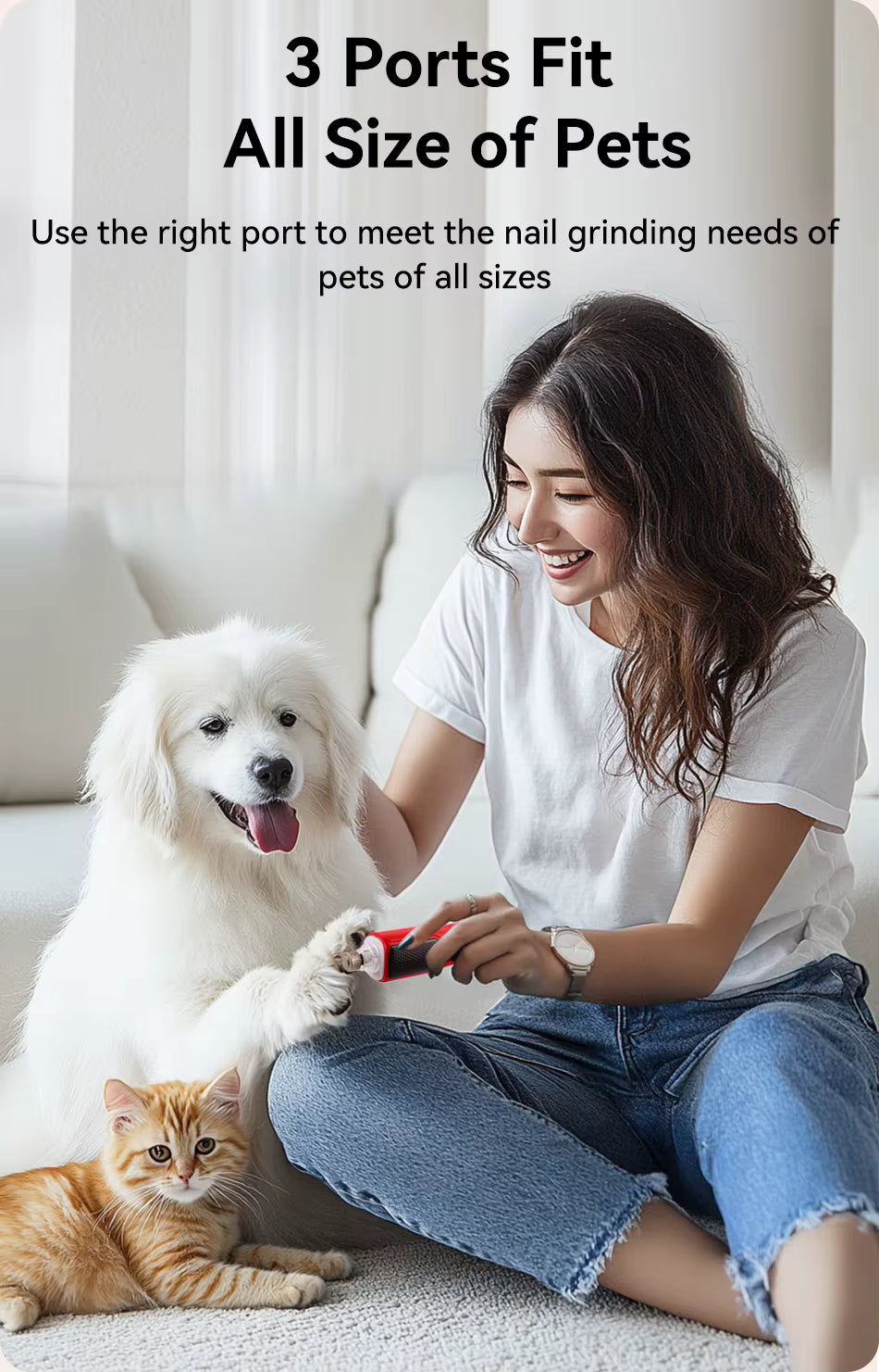 ROJECO Pet Electric Nail Grinder Rechargeable Dog Paw Grooming Nail Clipper LED Light 7 Speeds Adjustable Cat Claw Nail Grinder