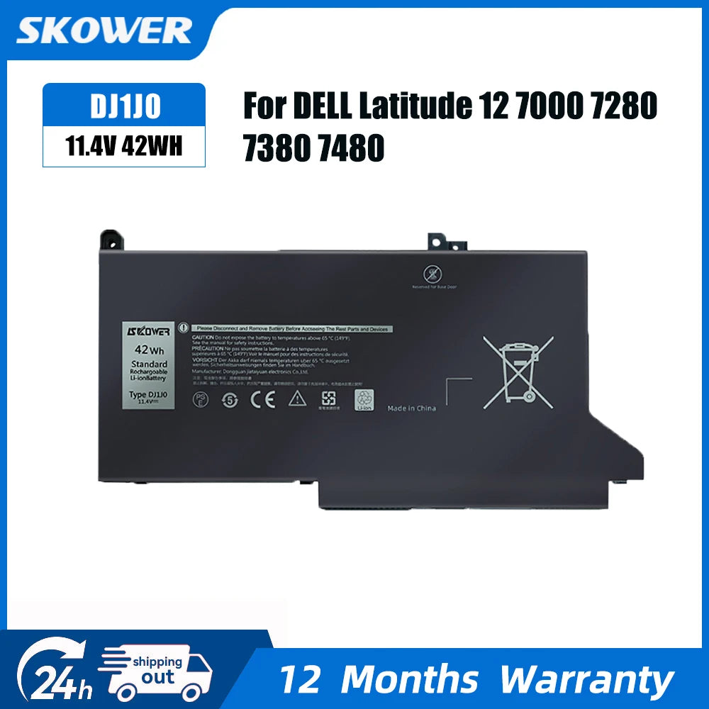 SKOWER F3YGT DJ1J0 Laptop Battery for Dell Latitude 12 7000 7280/E7280 7490/E7490 7290/E7290 7380/E7380 7390/E7390 7480/E7480