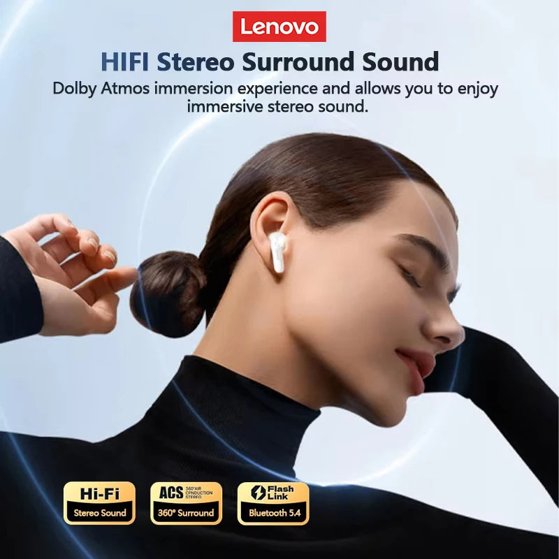 Lenovo XT58 Wireless Earphones Intelligent Noise Reduction Bluetooth 5.4 Headphone Gaming Headset HIFI Earbuds Sound LED Display